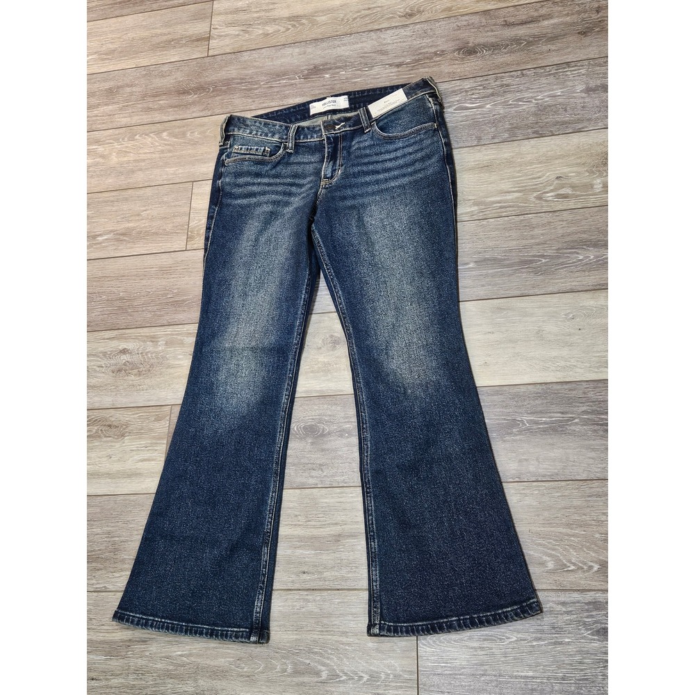 Hollister Low Rise Bootcut Jeans Dark Wash Floral Embroidered Pockets 10S W30